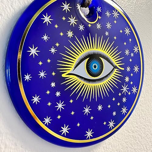 Miniatura 4 de Macroria Decoración dorada hecha a mano con diseño de ojo turco para el hogar, protección, dije de buena suerte, adornos grandes para colgar en la