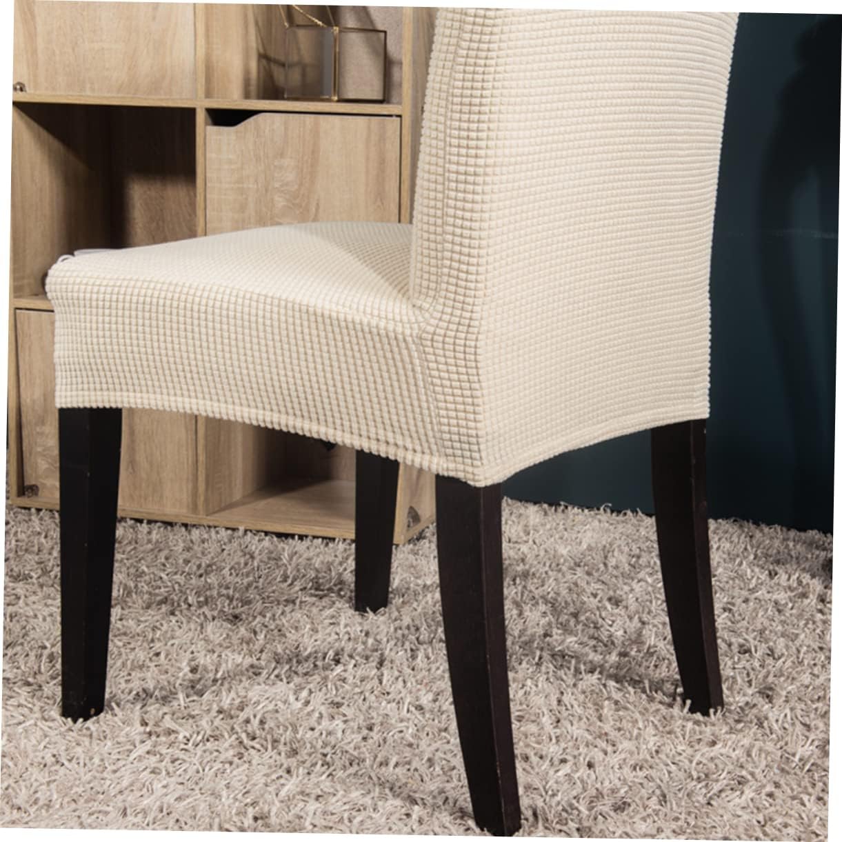 6pcs Stretchy Chair Cover Elastic Dining Chair Slipcovers Removable and Washable Protective Seat Covers for Home Office Events Beige