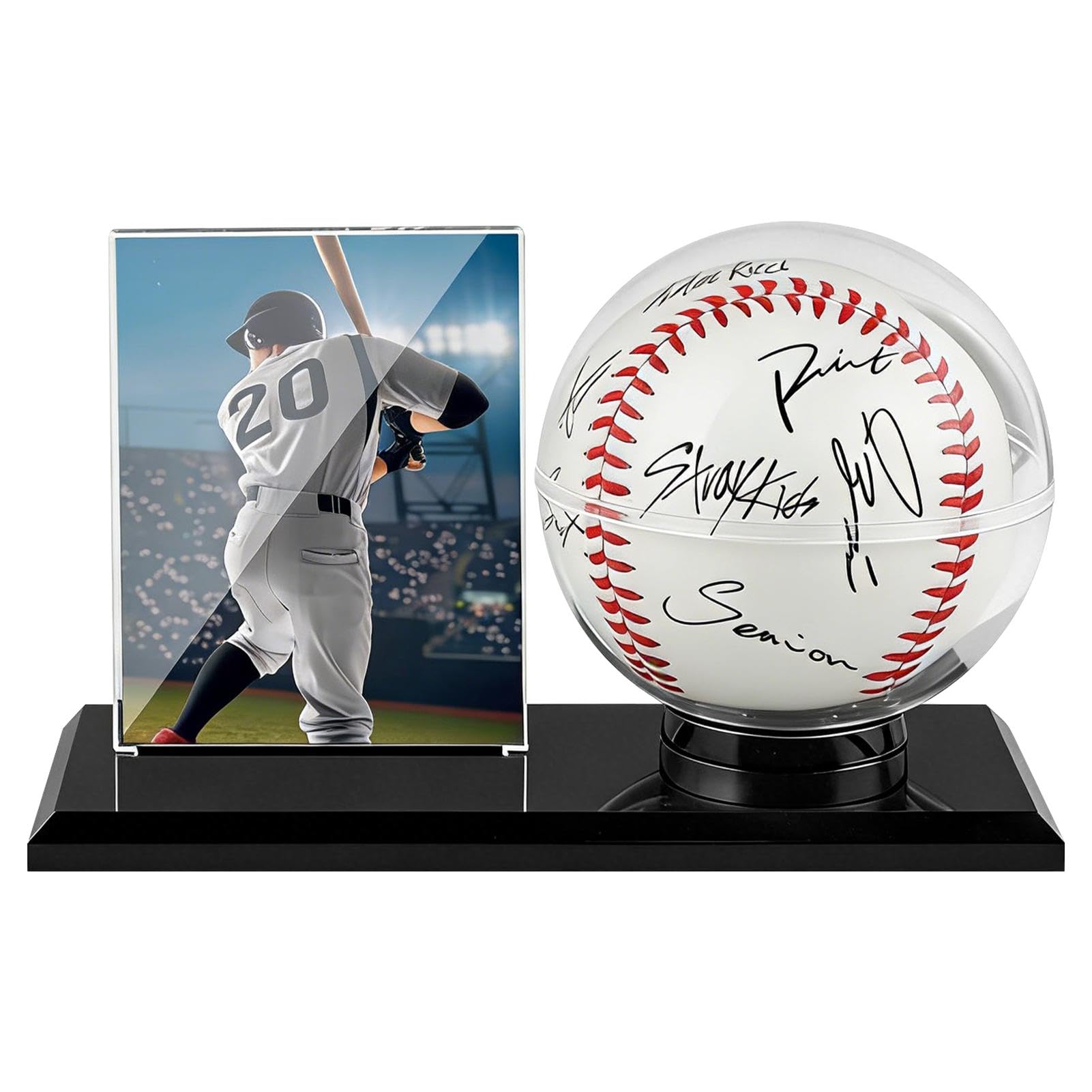 Photo 1 of ***BASEBALL STAND IS BROKEN*** Acrylic Baseball Display Case for Ball and Cards, Transparent Baseball Card Display Case for Official Size Base-Ball, 6.7x3.1x4.3inch(Color:Clear)