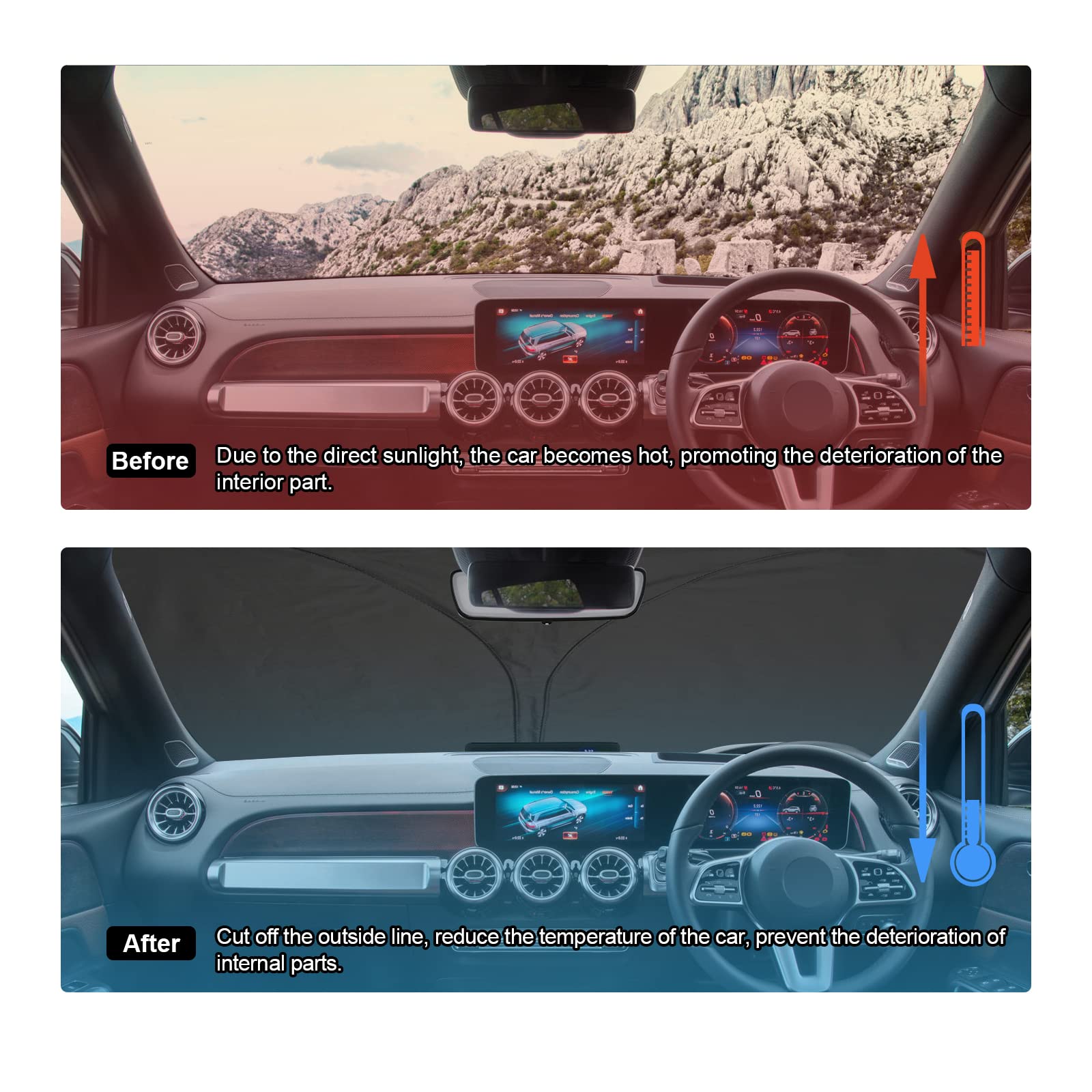 Apto Para Mercedes Benz Clase A W177 2019-2023, Parasol Para Parabrisas De Coche, Protección Solar Plegable, Parasol Para Ventana Delantera De Coche