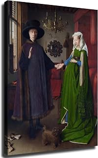 Jan Van Eyck Prints - The Arnolfini Portrait Poster Art Print Canvas Wall Art Kitchen Living Room Classroom Bedroom Office Home Aesthetic Decoration (12x18inch Framed)