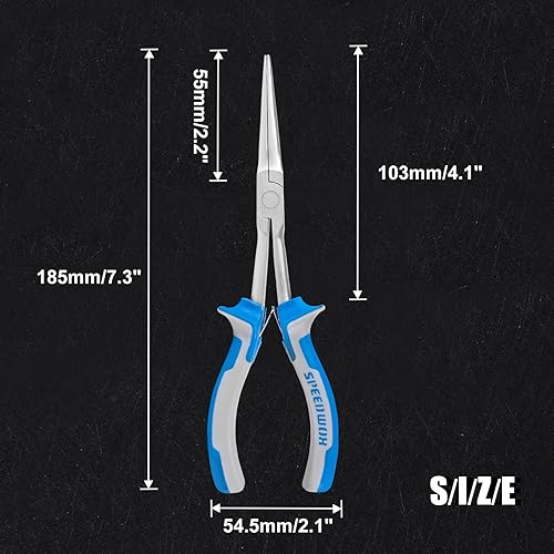Miniatura 5 de SPEEDWOX Alicates de punta de aguja de largo alcance de 7 pulgadas, alicates de nariz extra largos, mini alicates finos de precisión para hacer