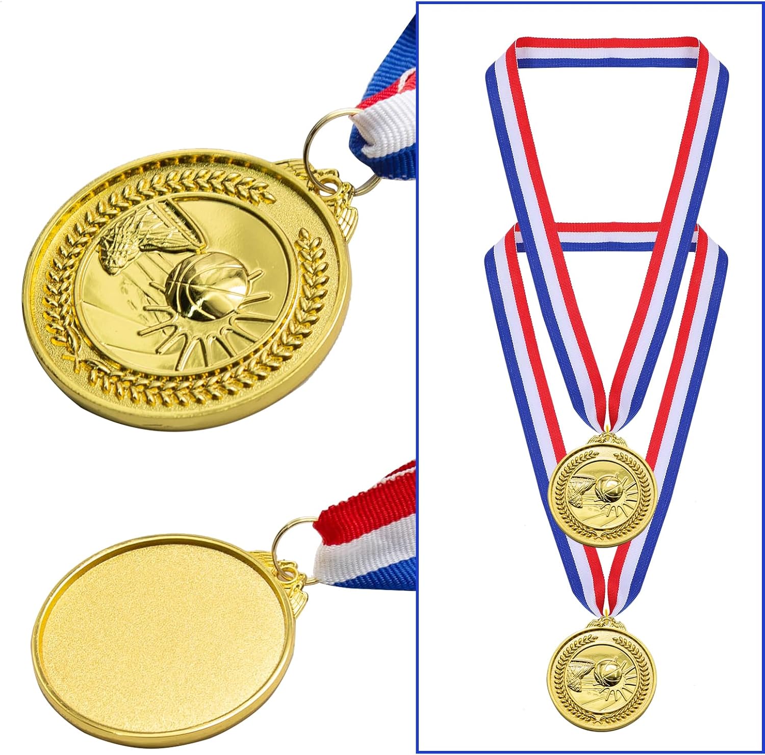 UOIENRT 24Pcs Soccer Basketball Medals, Gold Award Medals for Kids, Sports Competitions, Celebration, Sports Meeting, Party Favors(5cm)