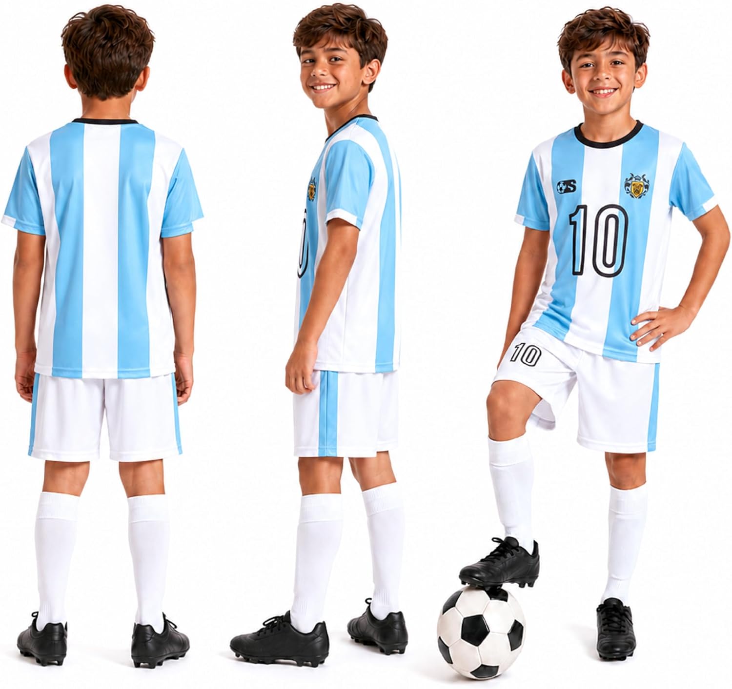 Quad Seven Boys 2 Piece Soccer Jersey Shirt and Athletic Shorts Set