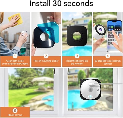 Miniatura 7 de Cámaras de ventana Gosulub para seguridad del hogar: cámara interior para monitoreo exterior con visión nocturna a todo color 2K, detección de
