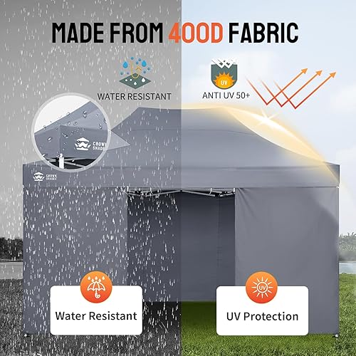 Miniatura 97 de CROWN SHADES Tienda de campaña desplegable con toldo instantáneo comercial de 10 x 10 pulgadas con bloqueo central