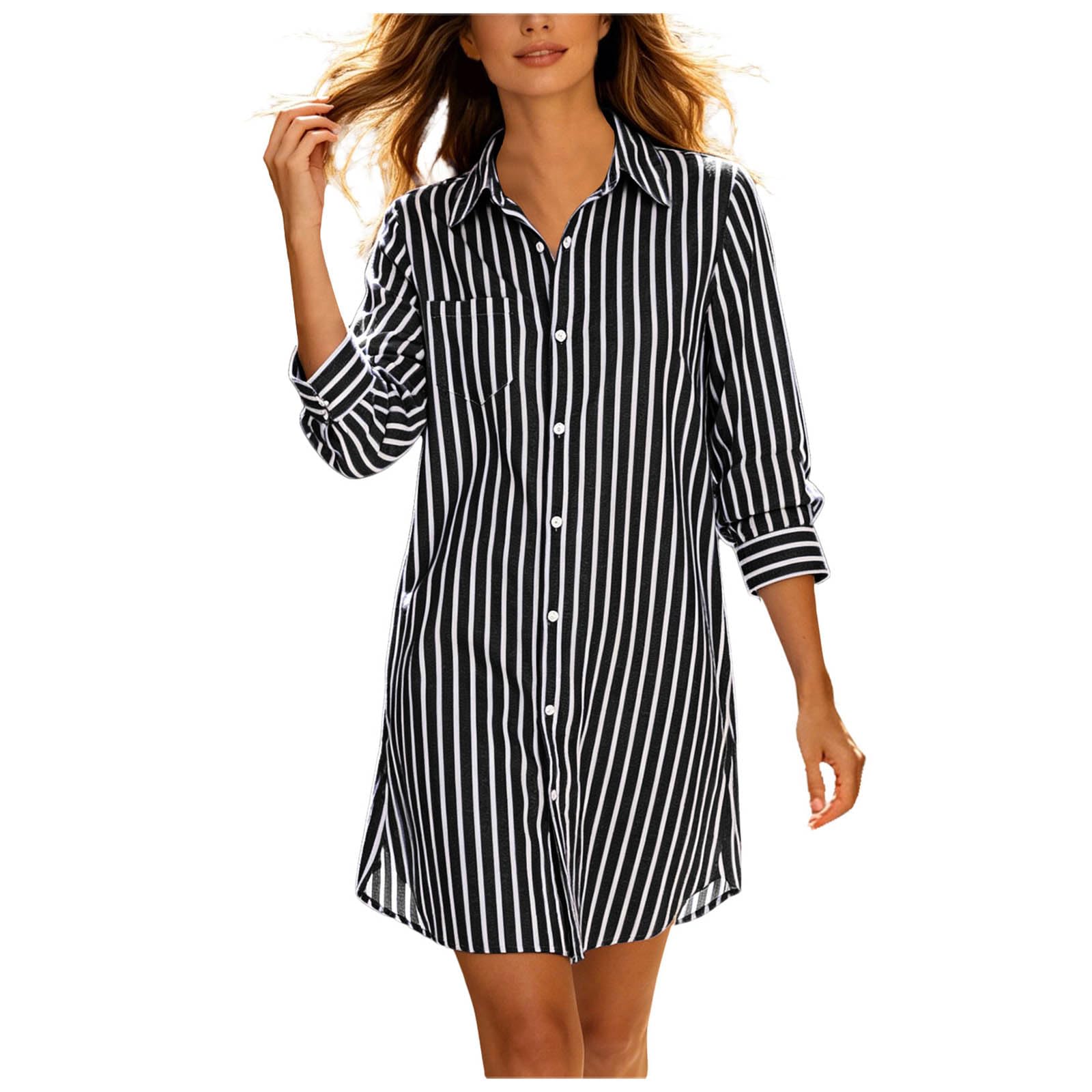Vestito Donna Estivo Cotone Leggero Abito Tshirt Donna 2026 Moda Estate Color Block Mini Abiti Scollo a V Elegante Casual vestibilità Ampia Prendisole Estivo