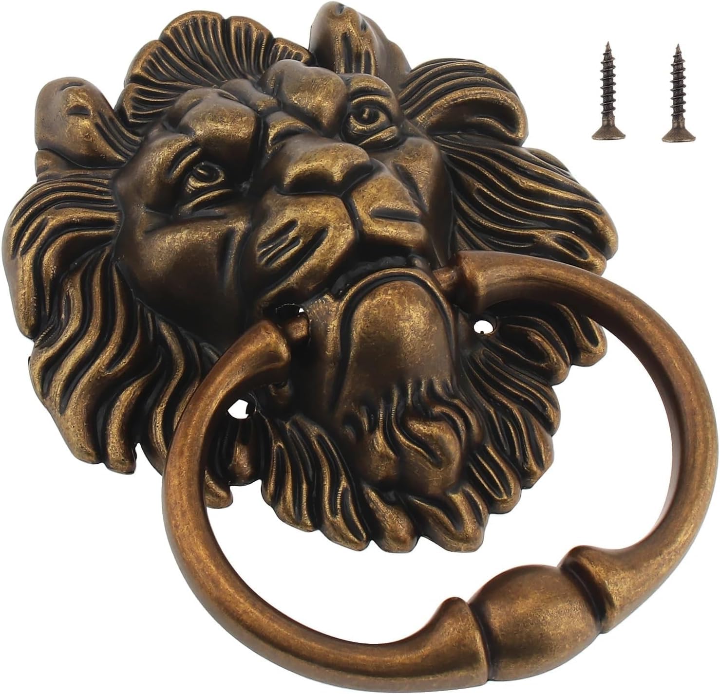 Zhaoqin Bronze Door Knocker Elegant 2 Piece Zinc Alloy Knocker 6 Inch Door Home Decor Head Handle Pull With Mounting Screws(Bronze)