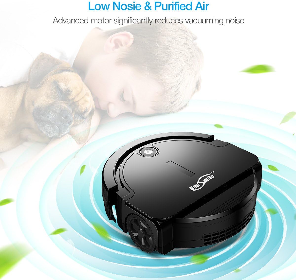 Housmile Automatic Robot Vacuum Cleaner with Higher Suction, Super Thin Robot Anti-Collision System, Smart Robot Floor Vacuum Cleaner for Carpet, Pet Hair and Hard Floors