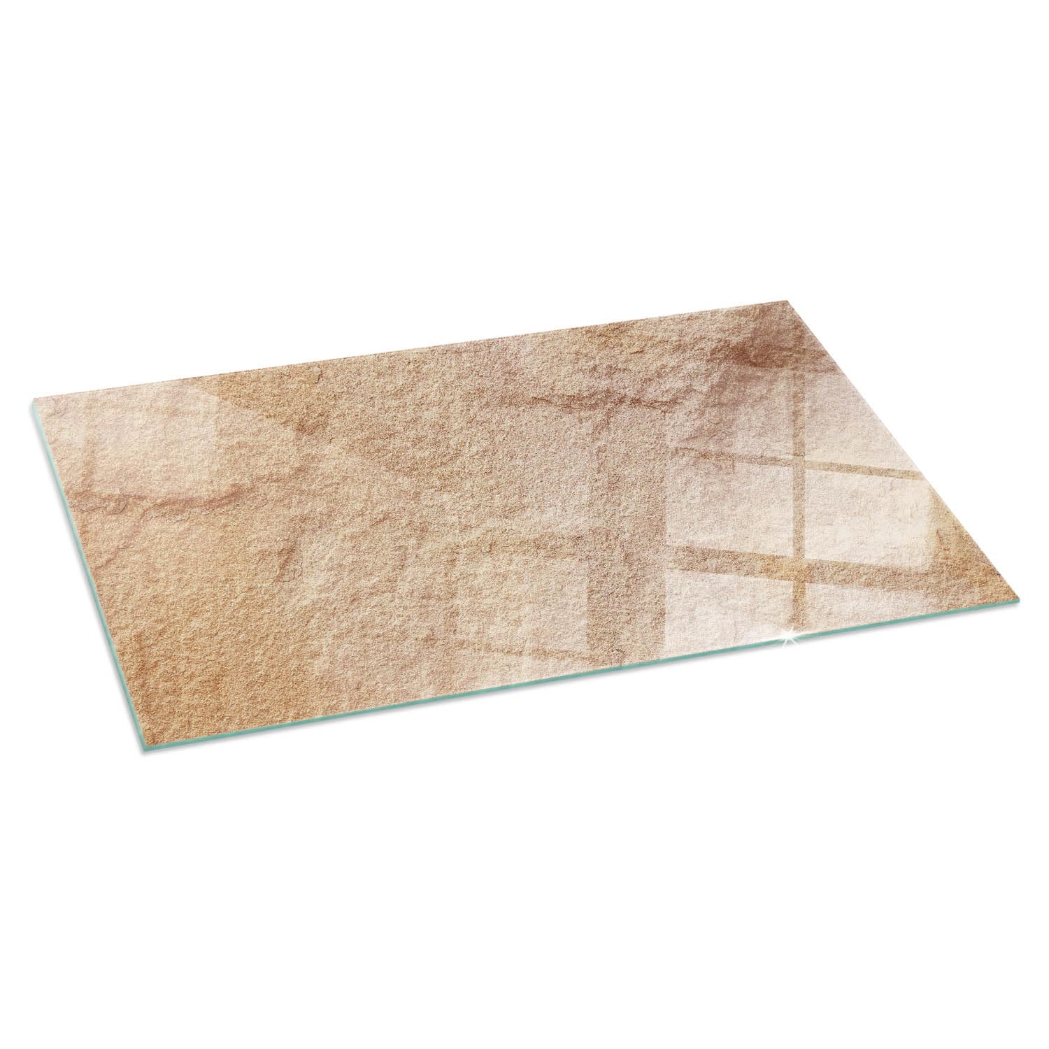 Kamin Bodenplatte Glas 140x70 cm Design Nachhaltig Herdboden Rechteckig Schutz vor Glut Sicherungsblech Polierte Kanten Nachhaltig Bodenbelag Wohnzimmer Spritzwasserschutz - Natursteinstruktur