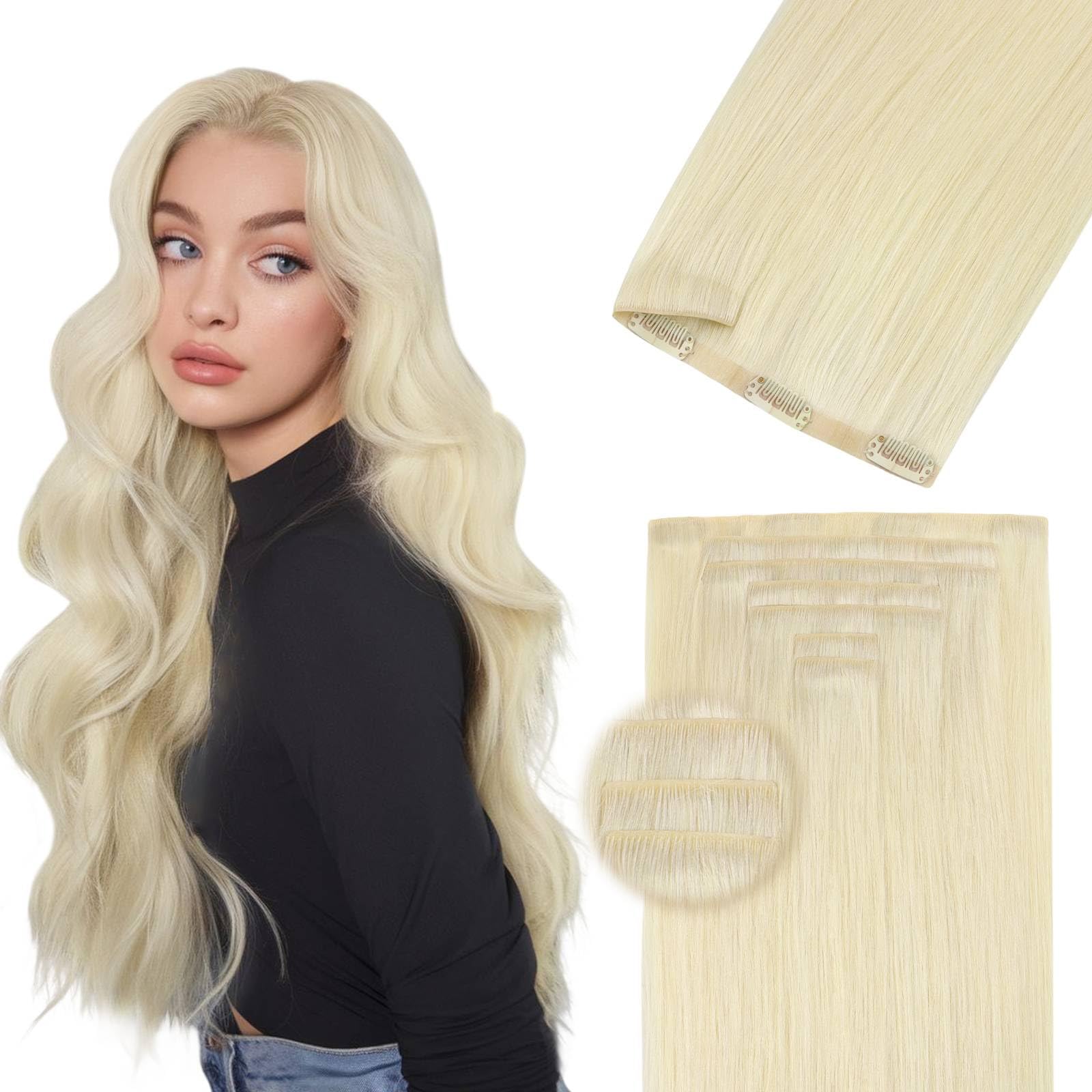 14 Inch Invisi Edge Clip in Hair Extensions Real Human Hair 130g Seamless Amazon.com : DOORES Invisi Edge Clip in Hair Extensions 14  main image 4