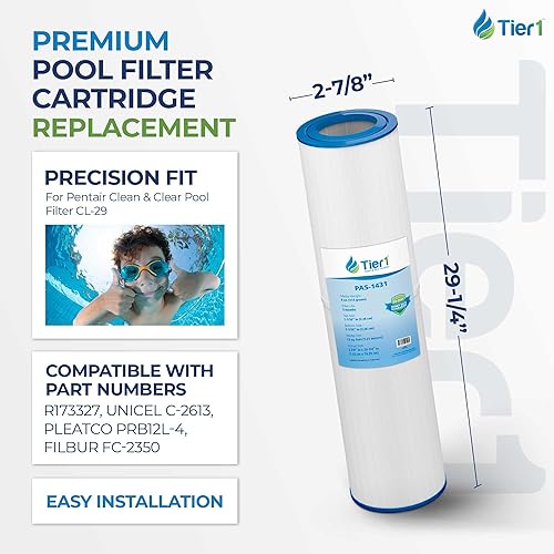 Miniatura 2 de Tier1 Repuesto para cartucho de filtro de piscina Pentair R173327  Compatible con Lifeguard CL-29, Pleatco PRB12L-4, Unicel C-2613, Filbur FC-2350