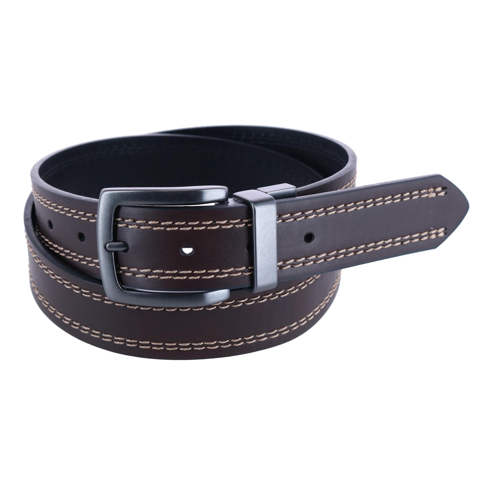 Dickies Men's 35MM Wide Reversible Jean Belt Brown-Black L (38-40)