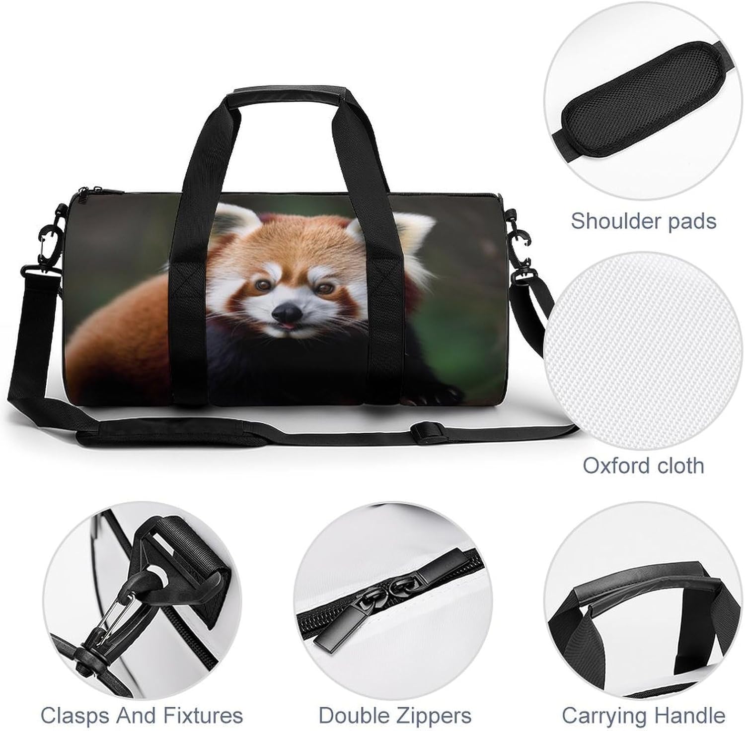 Sports Gym Bag for Women Men Travel Duffel Bag Tote Weekender Bag Animal Red Panda Carry on Overnight Bag for Travel Swimming Fitness Workout Sports Duffle Bag