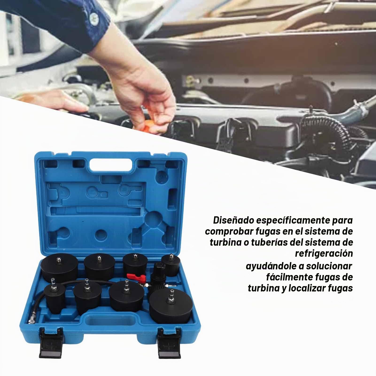 Probador de Fugas de Refuerzo del Turbocompresor, 9 Piezas Probador de Fugas del Turbo Kit de Prueba de Fugas de Refuerzo de Presión de Aire del Turbocompresor con
