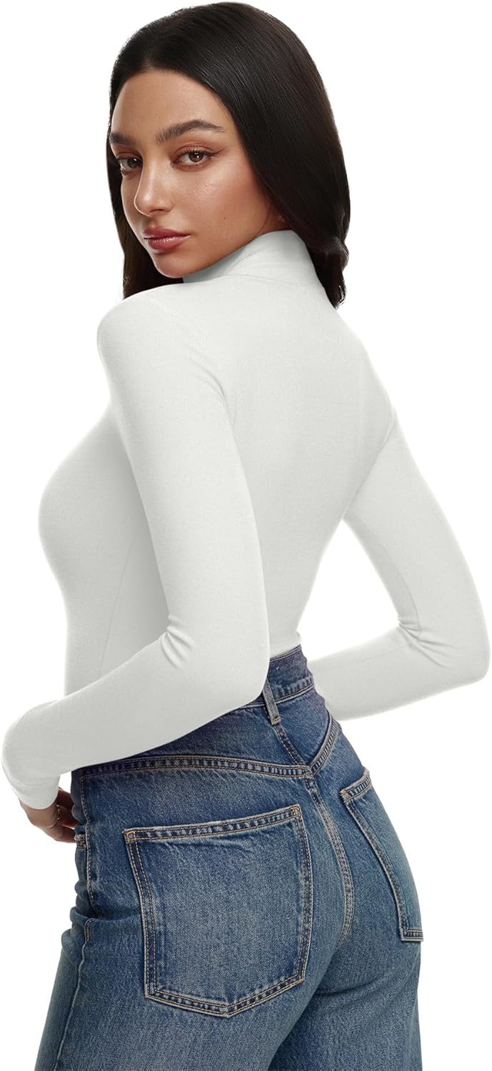 REORIA Women’s Turtleneck Tops Slim Basic Mock Neck Long Sleeve Shirts 2025 Fall Winter Layering Outfits - Image 4