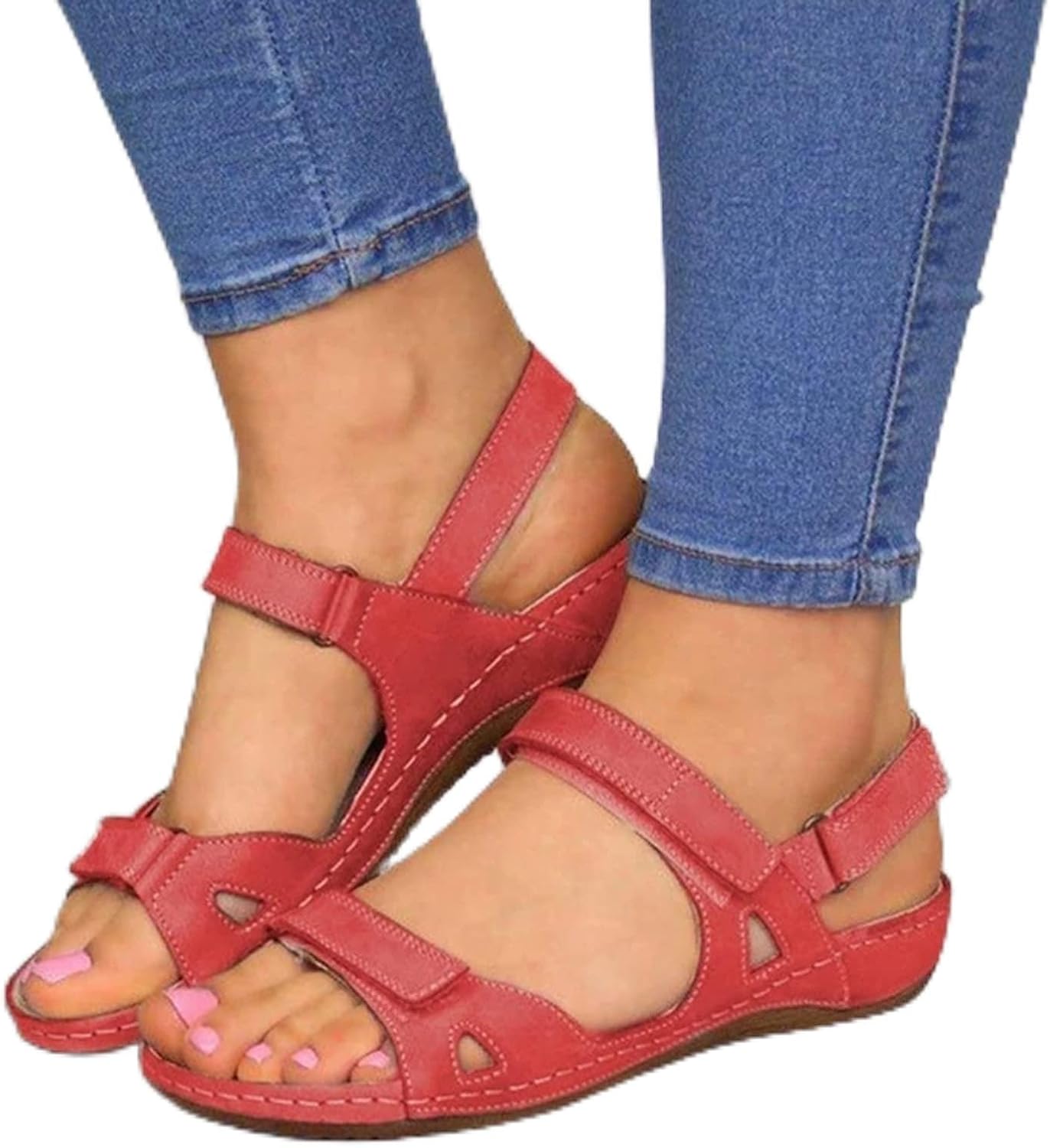 Womens Orthopedic Sandal, Comfort Wedge Sandals for Women, Orthotic Open  Toe Ladies Sandals, Summer Anti-Slip Platform Beach Shoes, Cushion Walk  Leather Sandals with Arch Support (7.5, Red) : Amazon.co.uk: Fashion