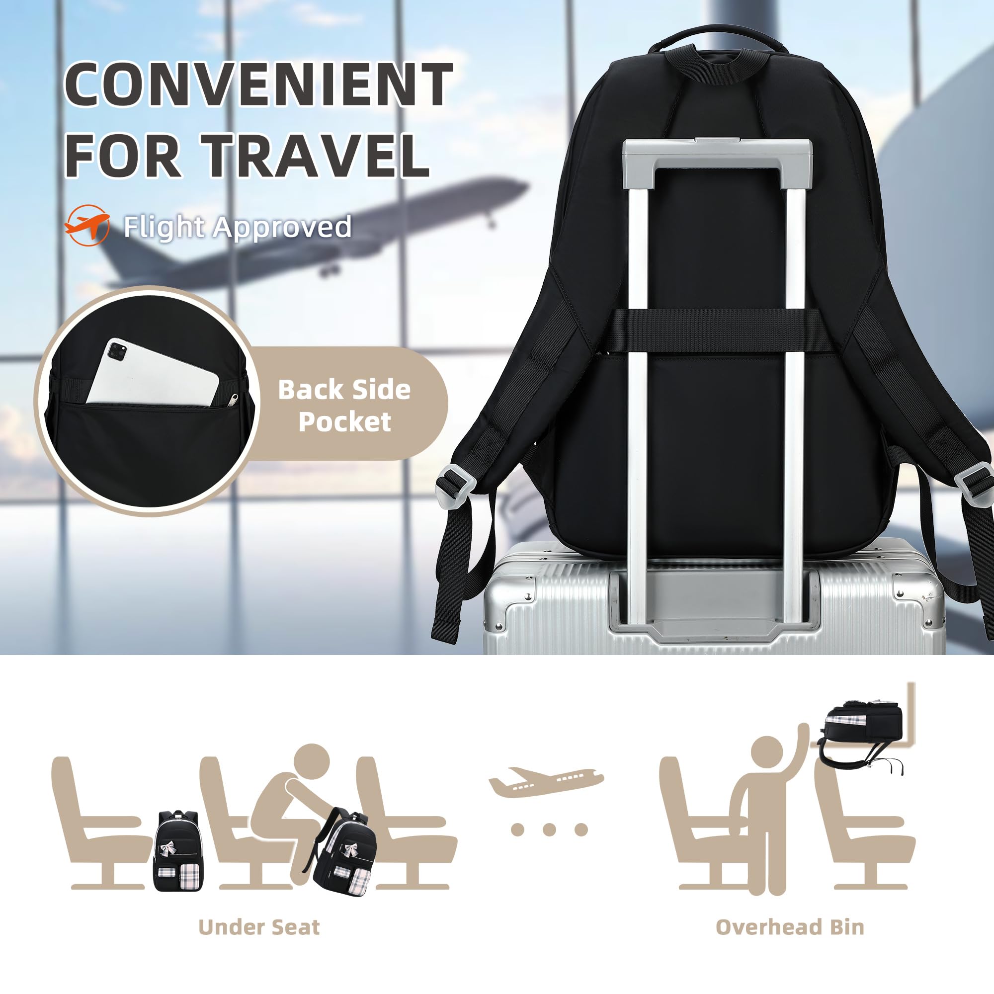 Mochila para niñas, 3 piezas, con fiambrera, estuche para lápices, bolsa para laptop de 15.6 pulgadas, mochila para niños, mochila escolar