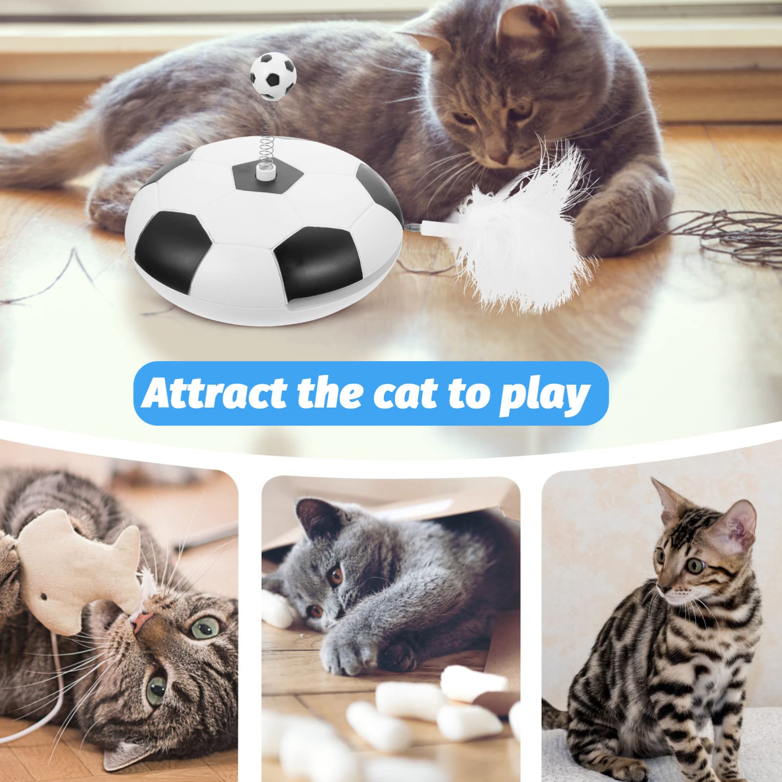 Happyyami Automatisches Katzenspielzeug Mit Geräuschfunktion Interaktives Federspielzeug Für Kätzchen Und Katzen Fördert Aktives Und Schützt Möbel Für Stundenlangen Spaß