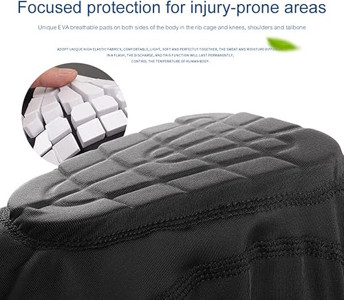 Miniatura 4 de Hotfiary Pantalones cortos de compresión acolchados para jóvenes, protector de pecho de costilla de fútbol, almohadillas protectoras para patinaje y