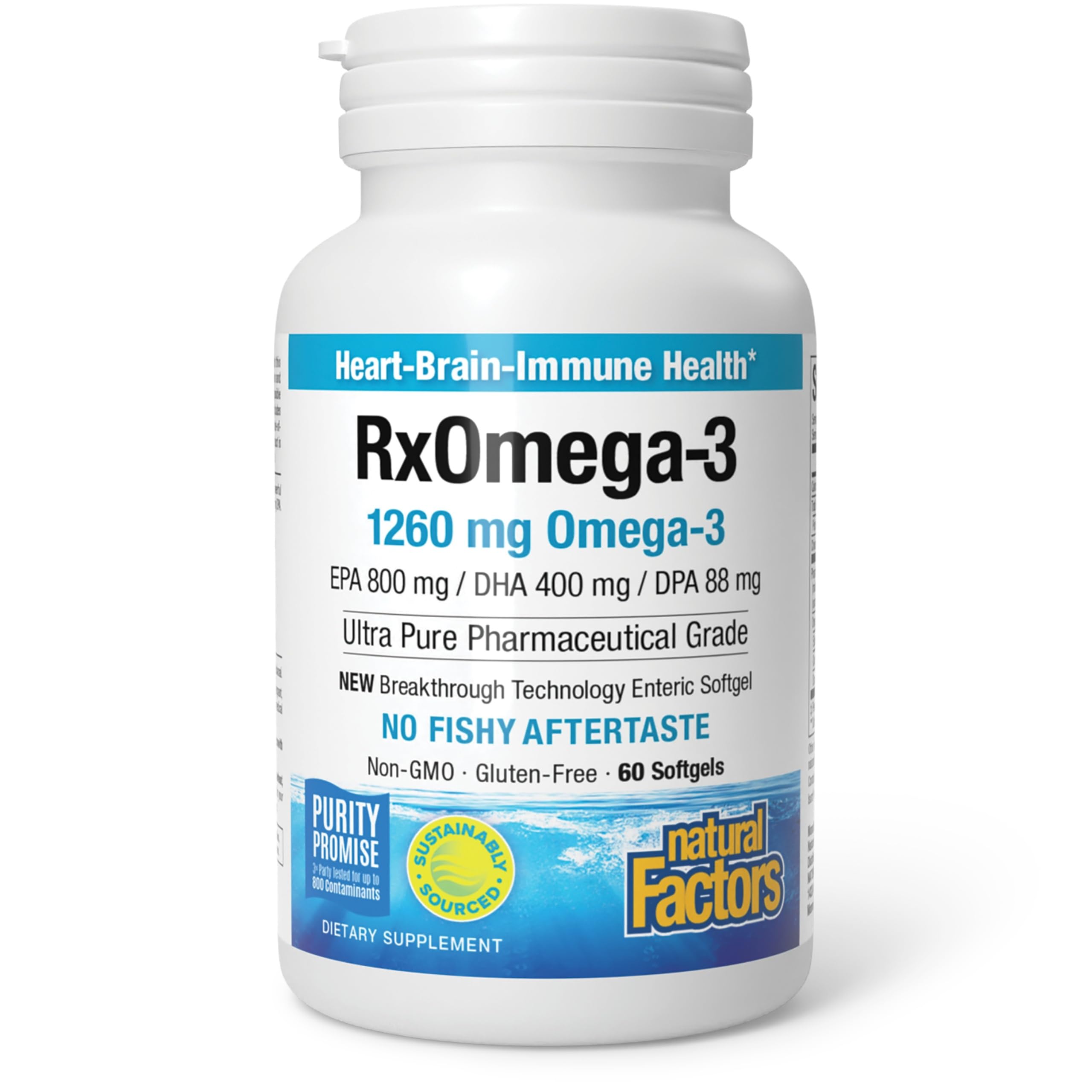Natural Factors RxOmega-3 1260 mg Ultra Pure Fish Oil, 60 Softgels 60 Count (Pack of 1)