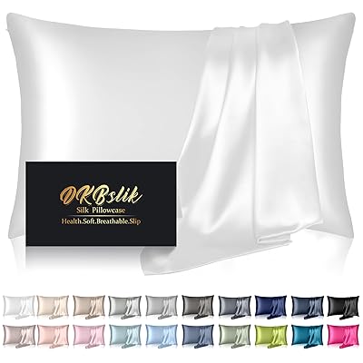 Silk Pillowcase for Hair and Skin, Mulberry Silk Pillow Cases Standard Size, Anti Acne Cooling Sleep Both Sides Natural Silk Satin Pillow Covers with Hidden Zipper, Gifts for Women Men, Ash Blue