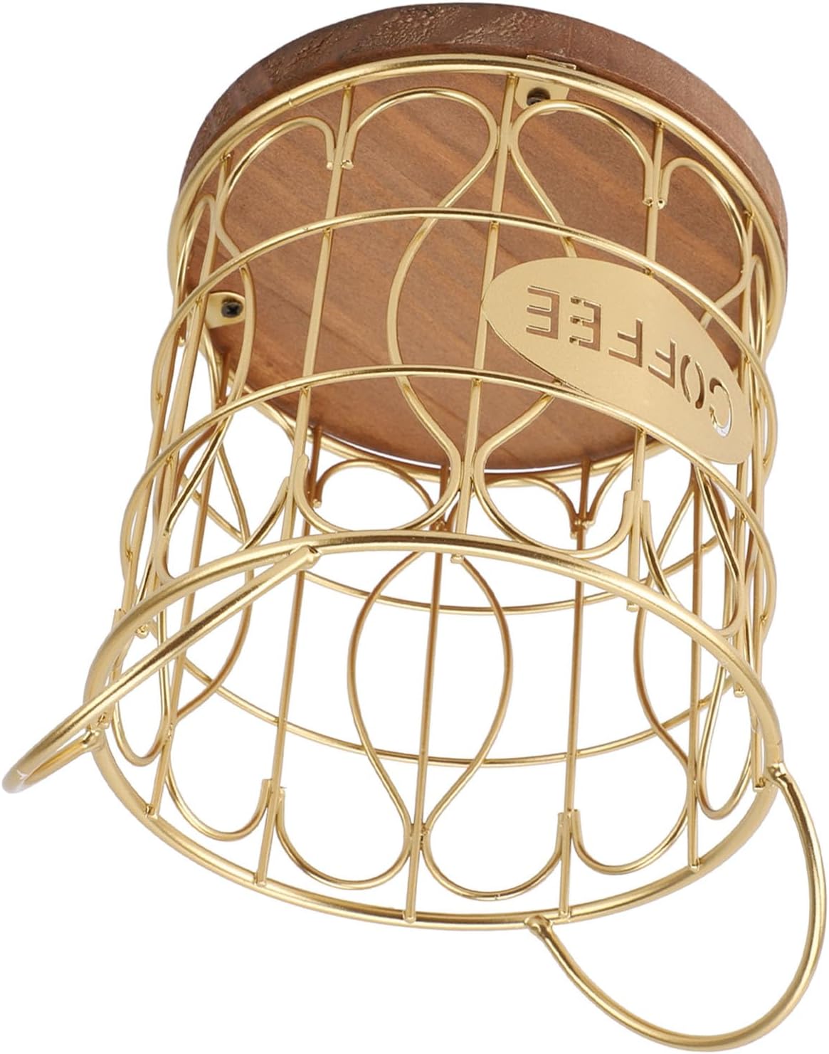 Coffee Pod Holder, Holder Coffee Capsule Holder Coffee Creamer Holder Round Coffee Pod Basket Organizer for Cafe Kitchen Countertop (Gold)