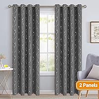 Vista 364 de BGment Room Darkening Curtains 95 Inches Long, Grommet Thermal Insulated Blackout Curtains with Wave Line and Dots Printed for Bedroom, 2 Panels