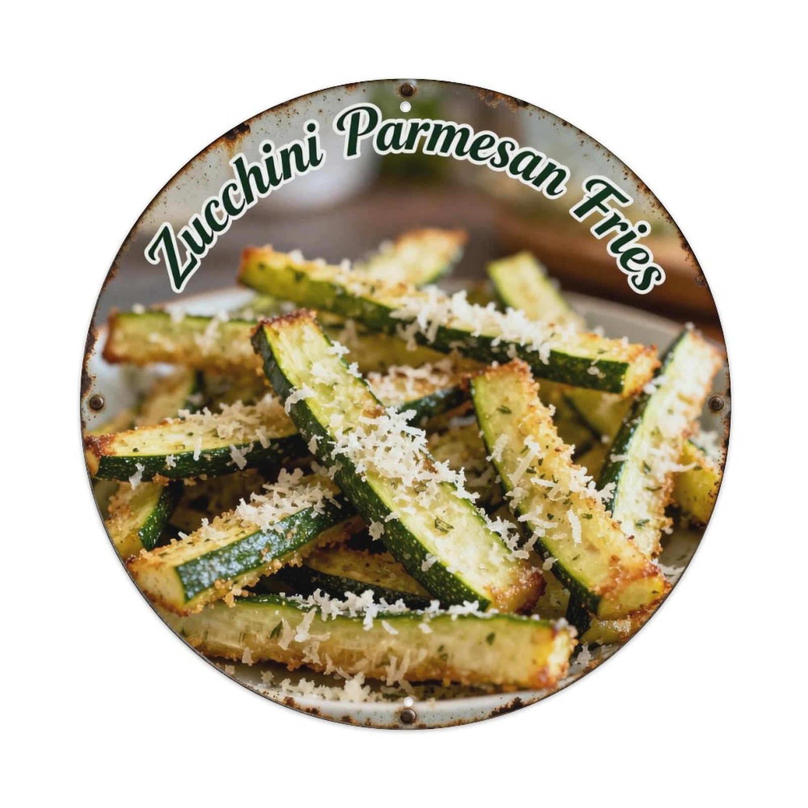 Zucchini Parmesan Fries Metal Tin Sign Plaque
