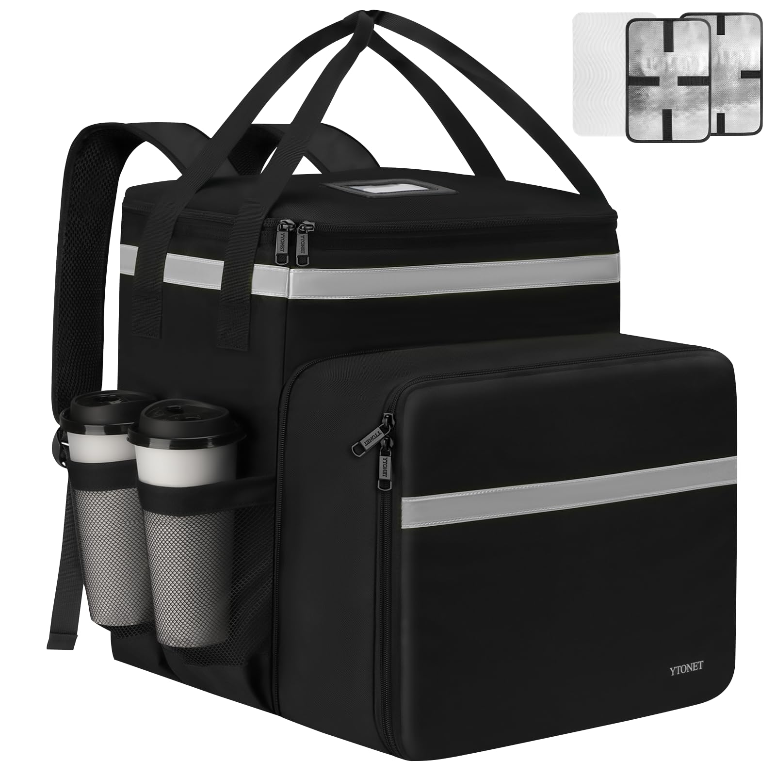 Ytonet Mochila de entrega de alimentos, Gris, Ampliable