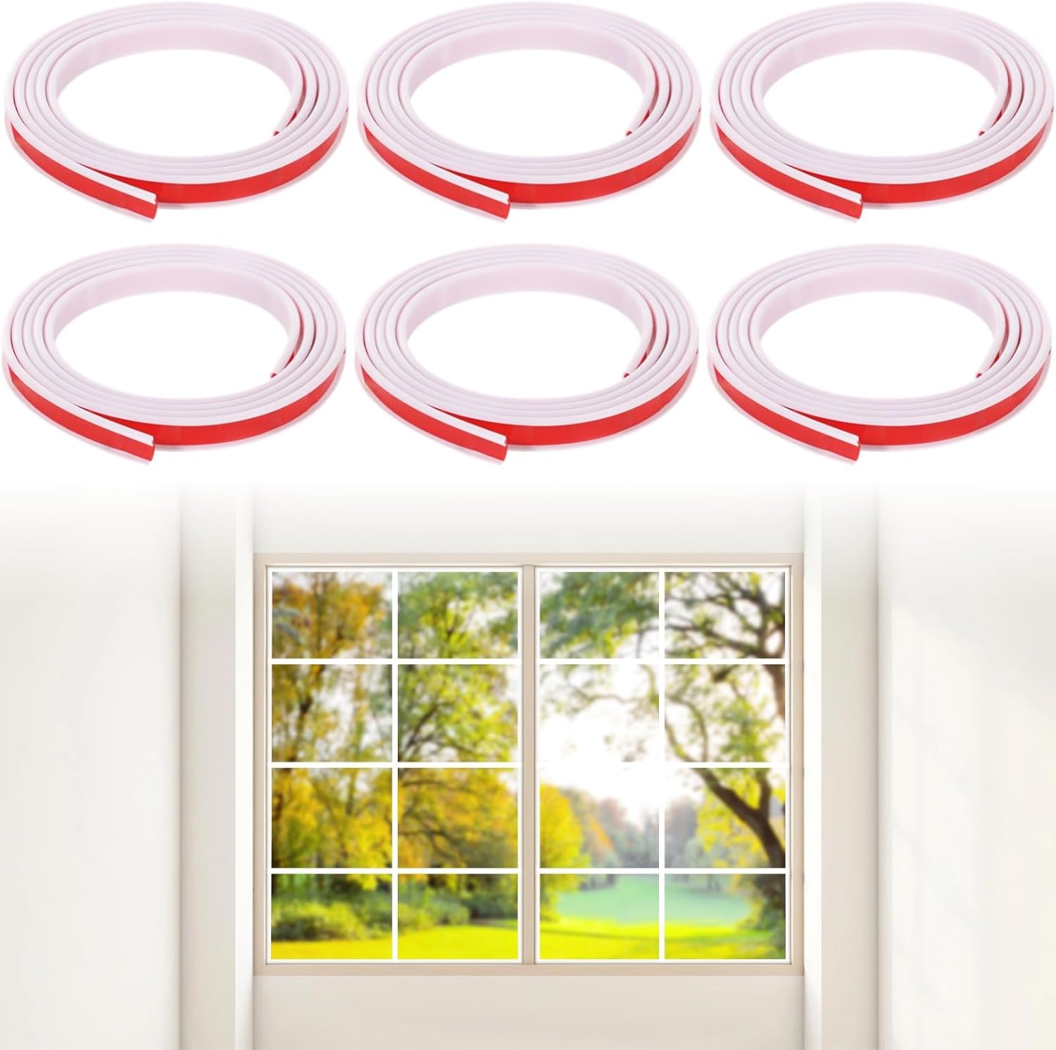 6-Piece Diy Window Grid Kit, 39.4 Ft Self-Adhesive Trims For Window And Door Frames, Cuttable Stick-On Grille Inserts, Flexible Wall Molding