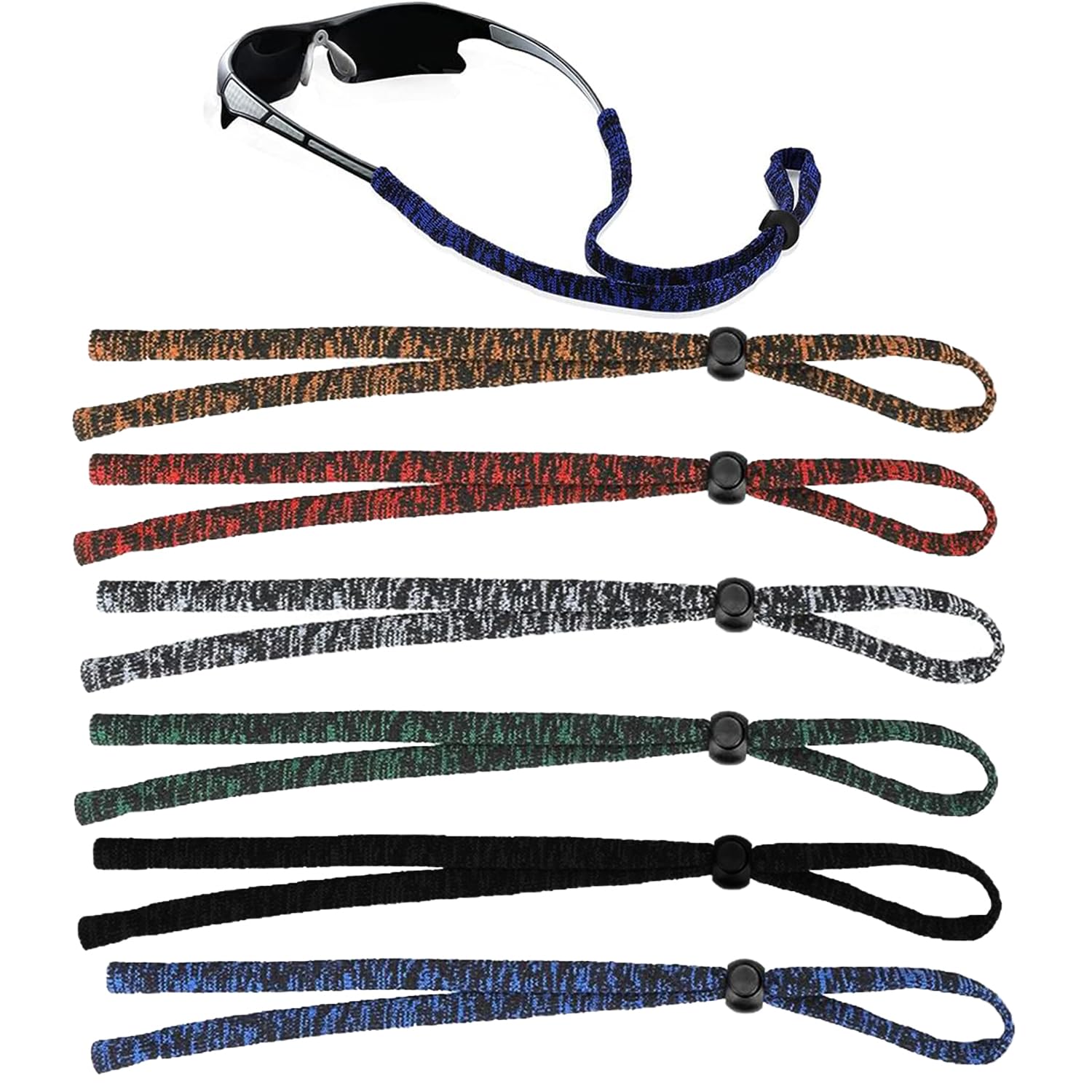 ZEACCT6 Piezas Cordón Ajustable para Gafas de Sol Deportivas, Cuerda Gafas Deportivos, Correa Antideslizante para Gafas, Cadena de Gafas Antideslizantes Correa de Gafas para Correr, Acampar, Ir de Excursión