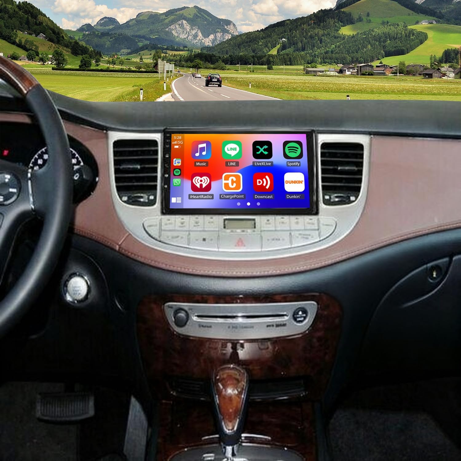 4G+64GB WiFi Upgrade Car Stereo Radio for Hyundai Genesis Sedan 2009-2014 Car Radio Android 14 Double Din 9inch IPS Touch Screen Head Unit GPS Navi w/Carplay Android Auto Bluetooth FM DSP AHD Camera
