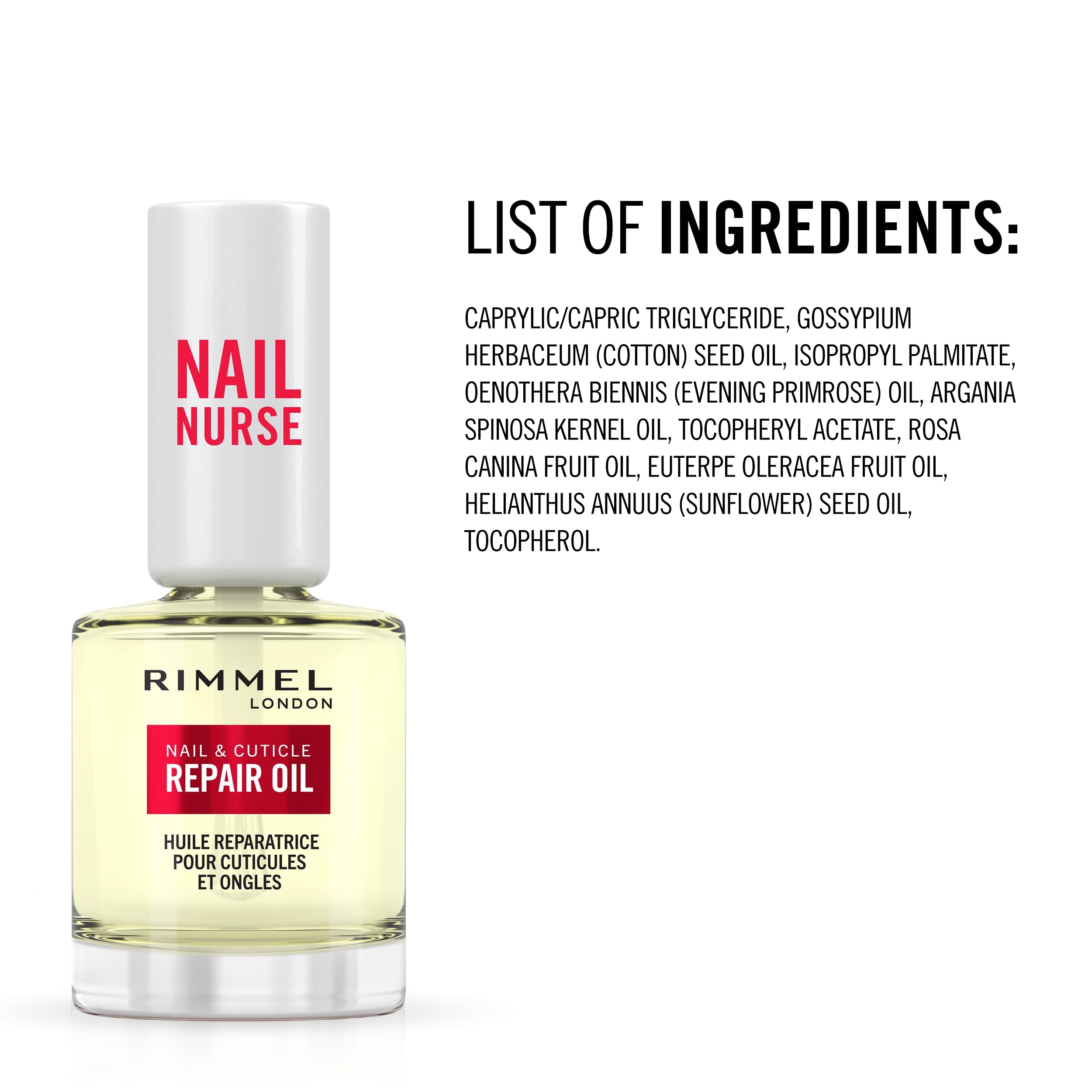 Rimmel London, Nail Care Cuticle Repair Oil, Olio Idratante riparatore per Unghie e Cuticole, Formula Vegana con Vitamina E, 8ml