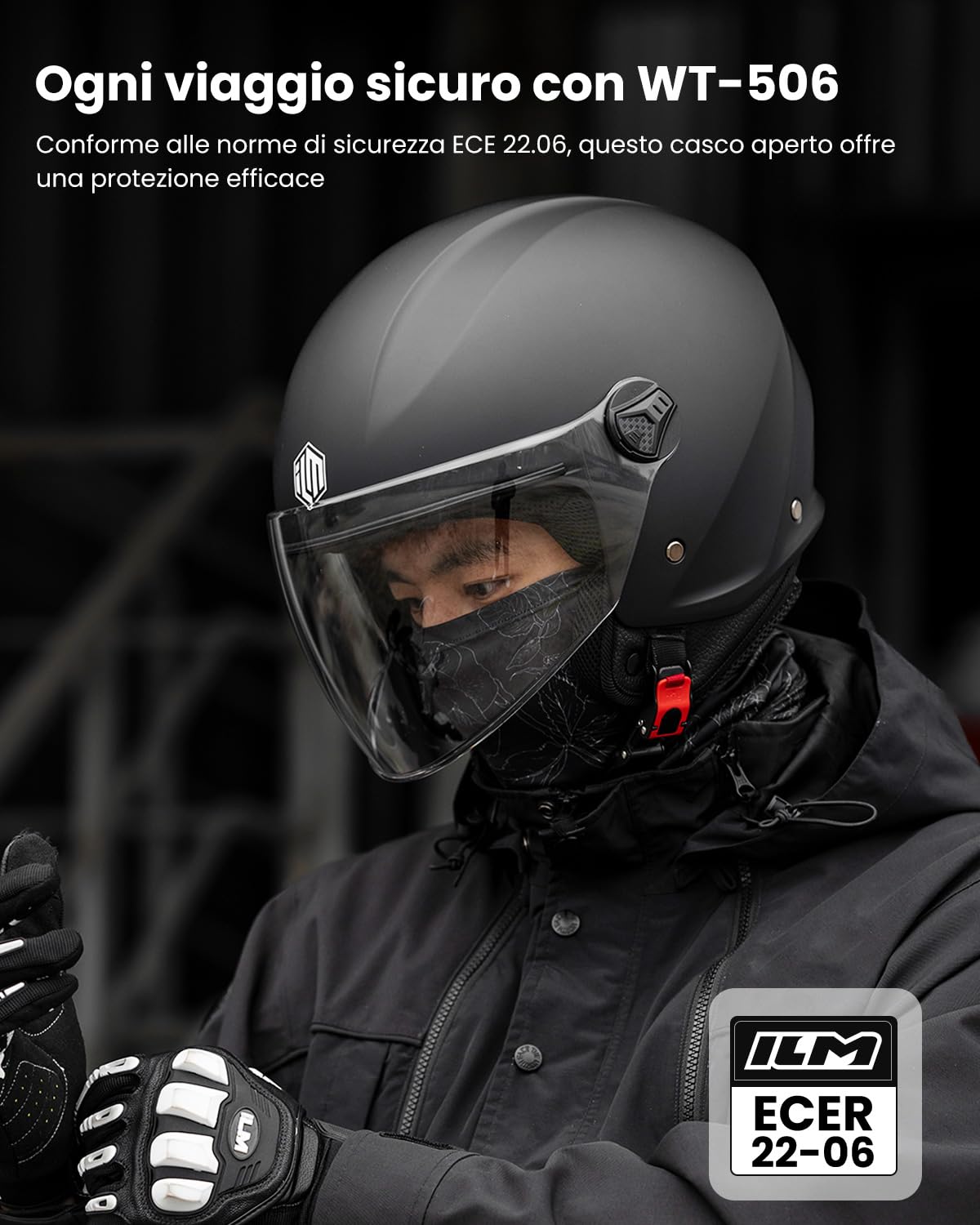 ILM Casco Moto Jet con Visiera Vintage Donna Uomo Scooter Vespa Omologato ECE,Modello 506