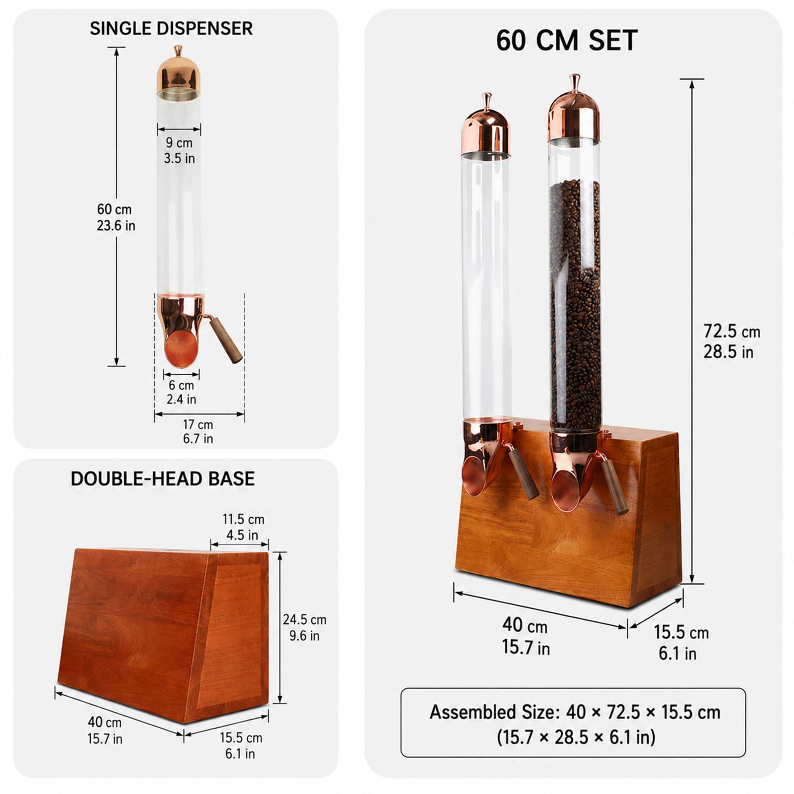 Distributeur Mural de Café en Grains pour Aliments Secs 60cm2Sets