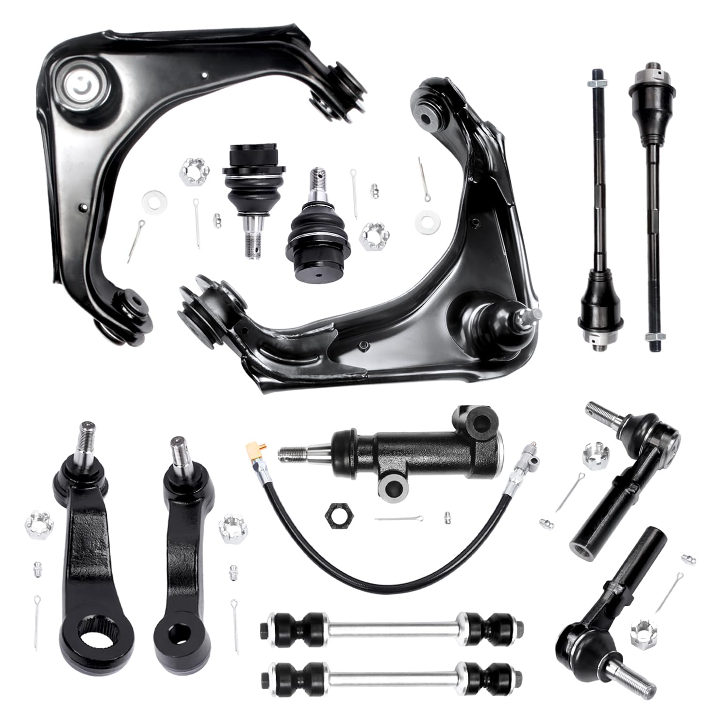 13pcs Front Upper Control Arm Ball Joints Sway Bar Tie Rod Pitman Idler Arm Suspension Kit Comaptible with Silverado Sierra 2500 3500 YUKON 2500 4WD
