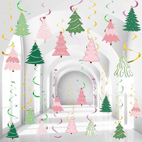 Miniatura 7 de Colarr Paquete de 50 remolinos colgantes de invierno para decoración de árbol azul, remolinos de techo, espirales en espiral, adornos para aula,