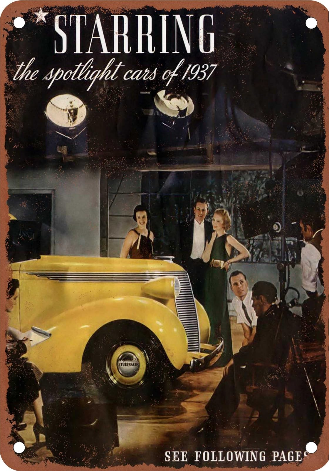 Miaomansenstore Metal Sign - 1937 Studebaker Vintage Ad 02A - Old Retro Rusty Look Home Decor