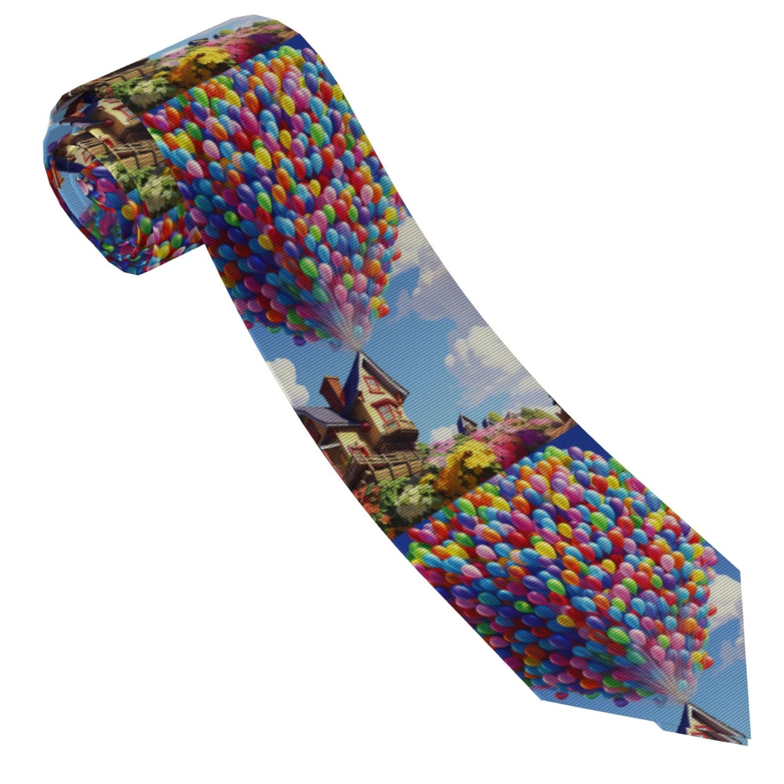 TRSGKSQP Men's Necktie Classic Silk Ties Woven Jacquard Novelty Skinny Tie Colorful Balloon and House Formal Neck Ties for Men
