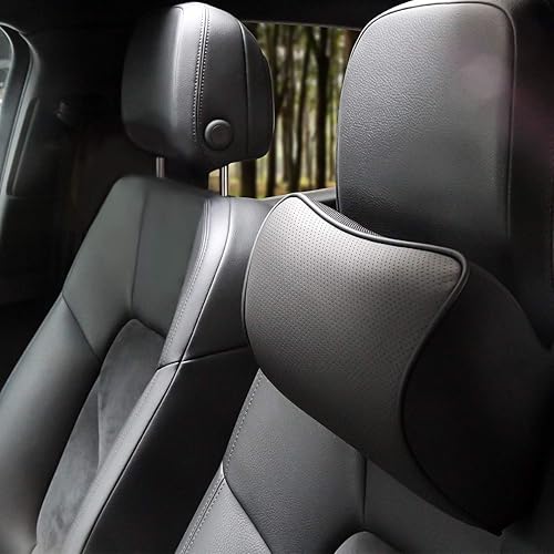 Miniatura 2 de au-kee - Almohada suave para el cuello, cojín de espuma viscoelástica de cuero y cojín con correa ajustable para silla de coche, soporte lumbar y