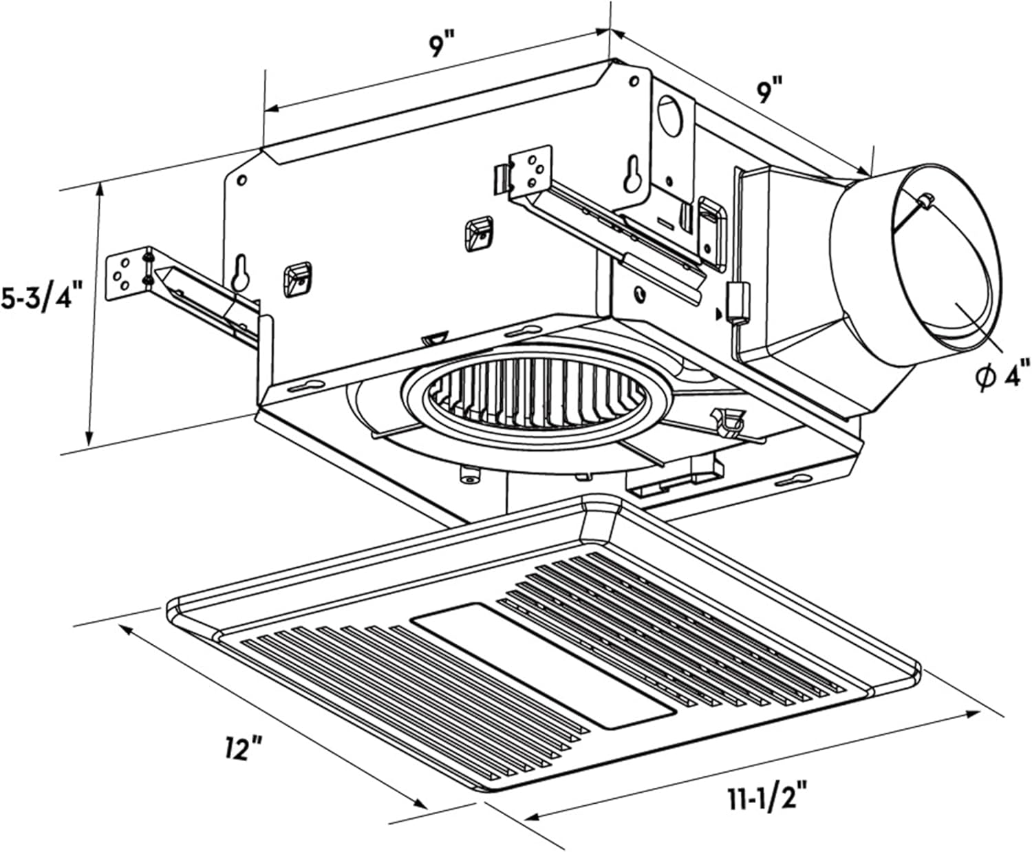 Good Housekeeping 84005 PowerFlow Pro Series 100 CFM 1.0 Sones Bathroom Exhaust Ventilation Fan with Light (4000K Integrated LED)