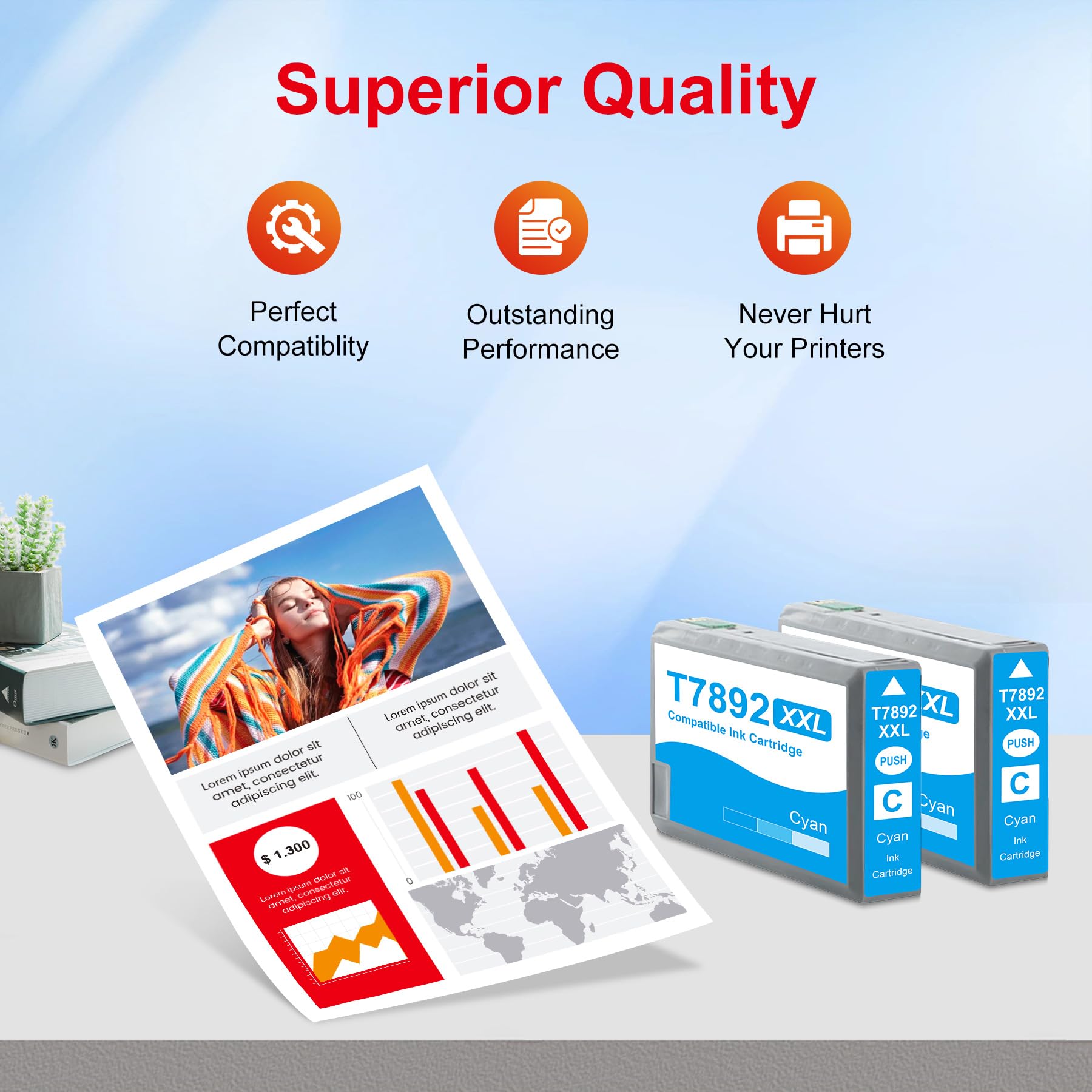T789 - Cartucce d'inchiostro compatibili per stampanti Workforce Pro WF-5620DWF WF-5690DWF WF-5110DW (confezione da 2)