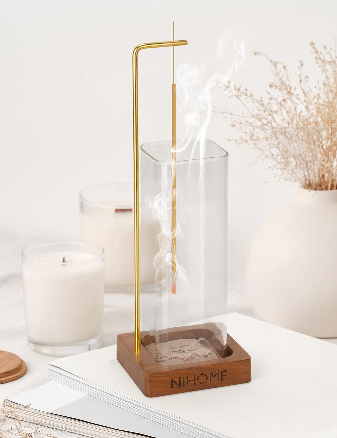 NiHome Upside Down Incense Stick Holder with Glass Ash