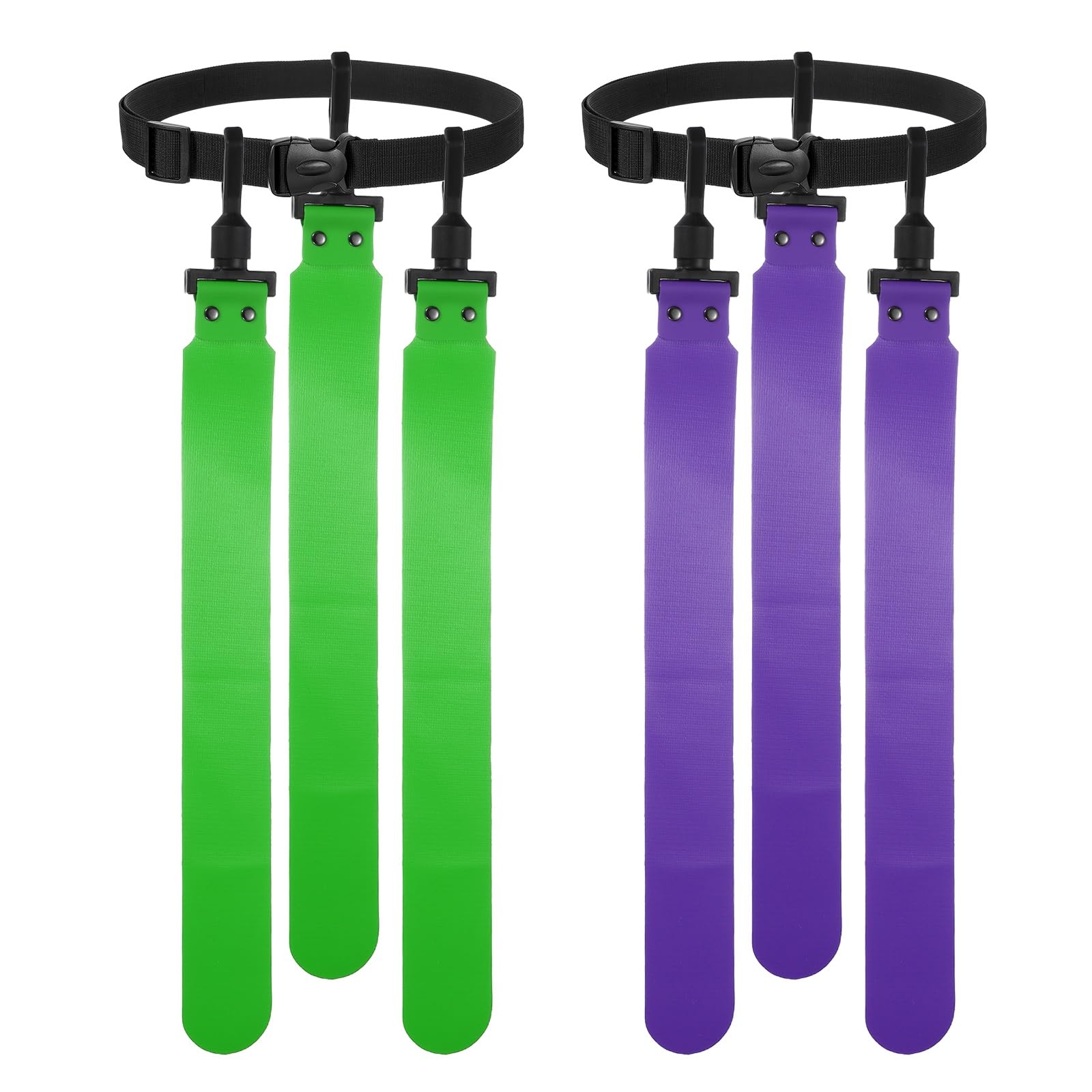 YELARXI Flag Football Set, Adjustable Flag Football Belt with 1 Belt and 3 Flags Easy Tear Away for Men Women Players Training Competition (2 Pack, Emerald Green/Purple)