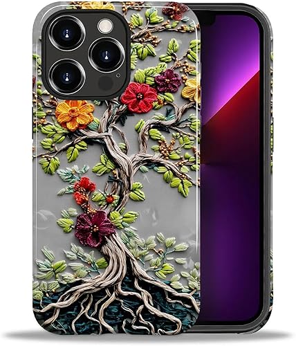 Miniatura 78 de Funda para iPhone 11, carcasa dura a prueba de golpes + silicona suave 2 en 1 híbrida, parachoques a prueba de caídas - Vidrio manchado con flores