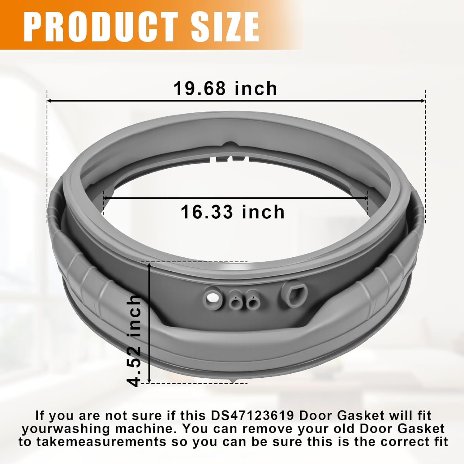 MDS47123605 Washer Door Boot Gasket Compatible with LG & Kenmore Front Load Washer Door Seal WM3570HWA, WM3470HVA, WM3575CW, WM3770HWA WM3470HWA AP5602285 PS3648651 EAP3648651 Door Seal
