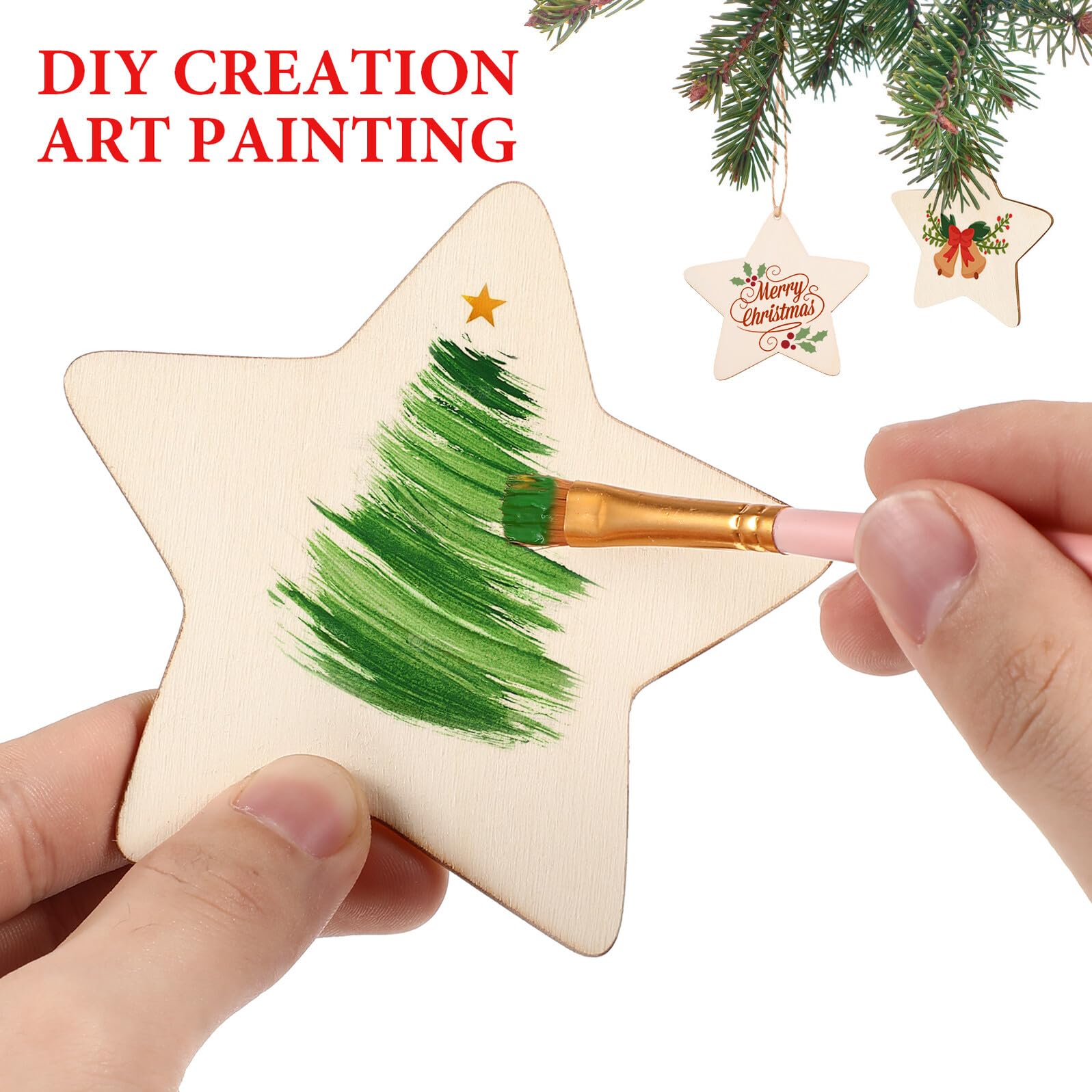 ifundom 50pezzi Trucioli di Legno Non Finiti Forma di Stella per Graffiti Fai da Te Accessori di Legno per Artigianato per Decorazioni Personalizzate