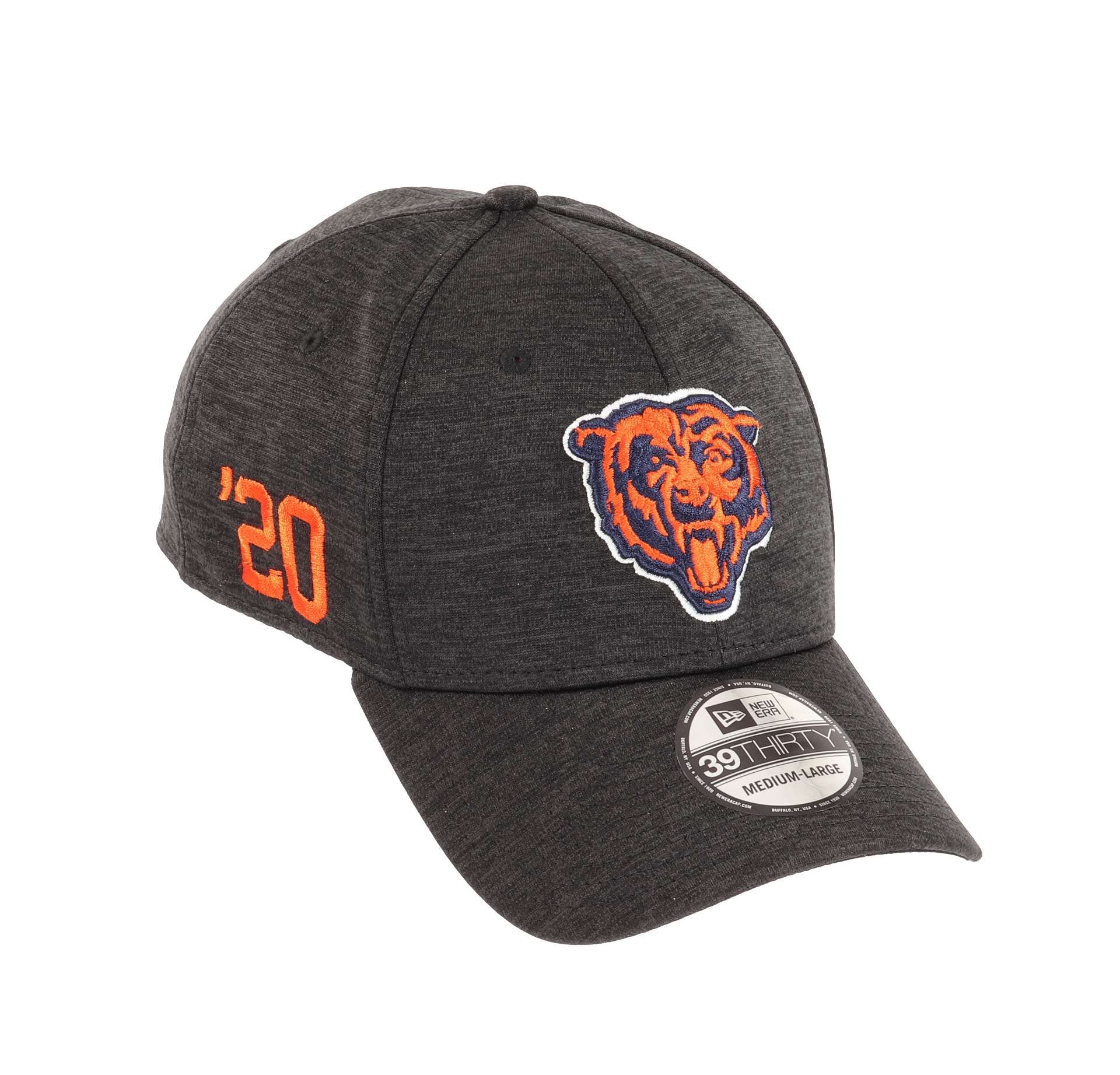 New Era Men's 3930-Bears-Shadow-Black-#28455 Chicago Bears Nfl Shadow Tech Black 39Thirty Strech Cap - M - L