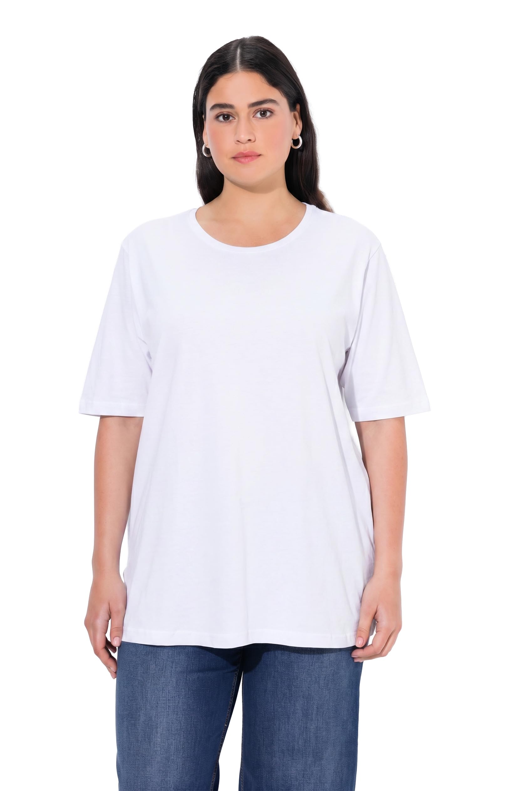 Ulla Popken Women's Basic T-Shirt, Round Neck T-Shirt Snow White 20/22
